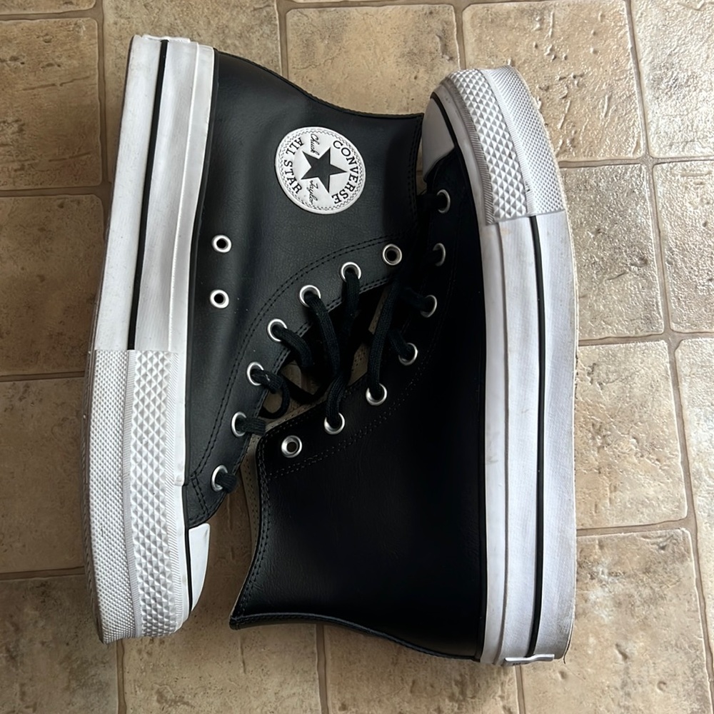 Platform leather converse